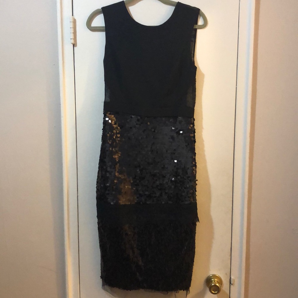 BCBG MaxAzria Black Lace and Sequins Dress